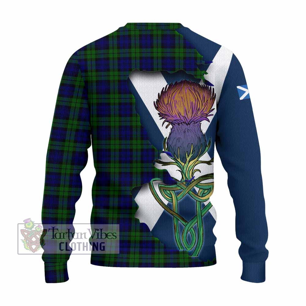 Tartan Vibes Clothing Campbell Tartan Family Crest Knitted Sweater Scottish Thistle Celtic Inspired