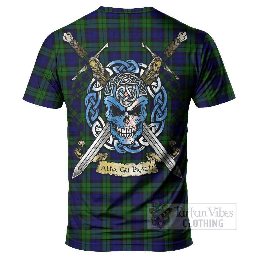 Tartan Vibes Clothing Campbell Tartan T-Shirt with Family Crest Celtic Skull Style