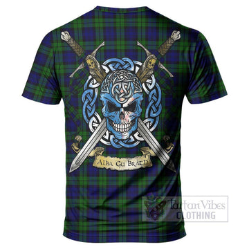 Tartan Vibes Clothing Campbell Tartan T-Shirt with Family Crest Celtic Skull Style