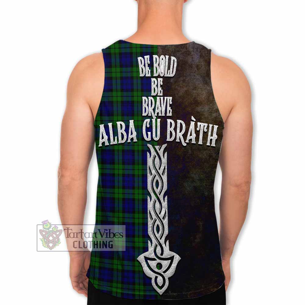 Tartan Vibes Clothing Campbell Tartan Family Crest Men's Tank Top Alba Gu Brath Be Brave Lion Ancient Style
