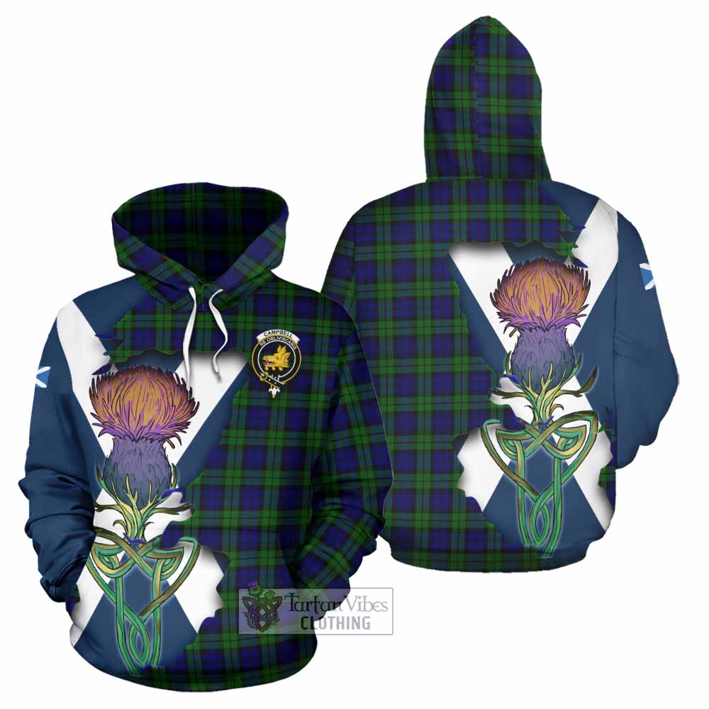 Tartan Vibes Clothing Campbell Tartan Family Crest Hoodie Scottish Thistle Celtic Inspired