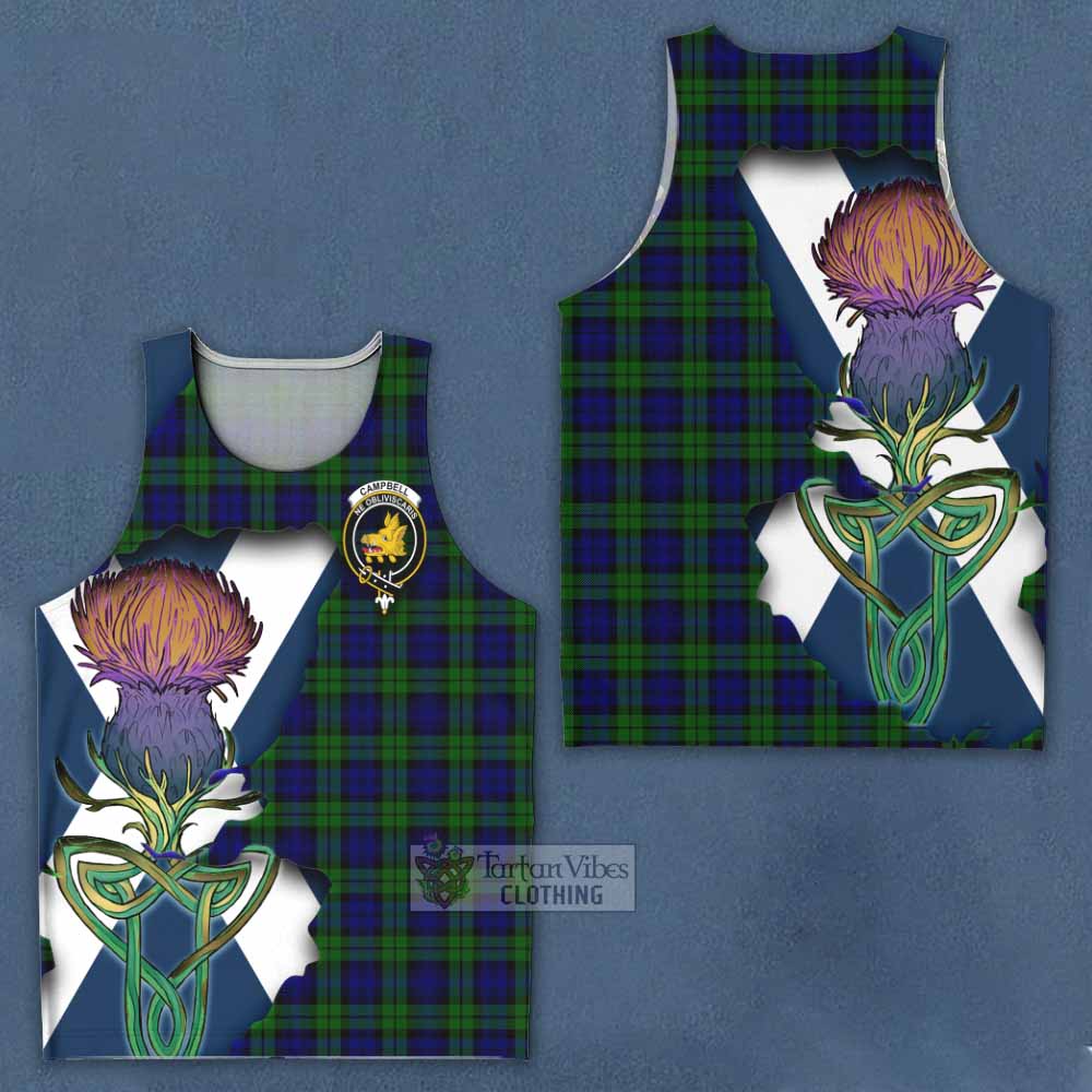 Tartan Vibes Clothing Campbell Tartan Family Crest Men's Tank Top Scottish Thistle Celtic Inspired