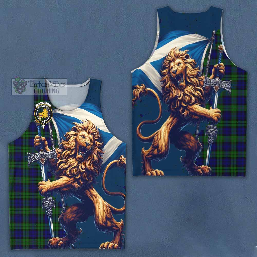 Tartan Vibes Clothing Campbell Tartan Family Crest Men's Tank Top with Scottish Majestic Lion