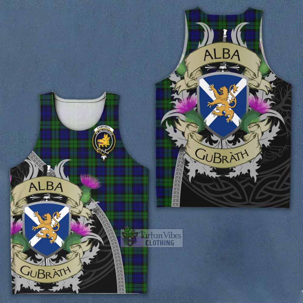 Tartan Vibes Clothing Campbell Tartan Family Crest Men's Tank Top Lion Rampant Royal Thistle Shield Celtic Inspired