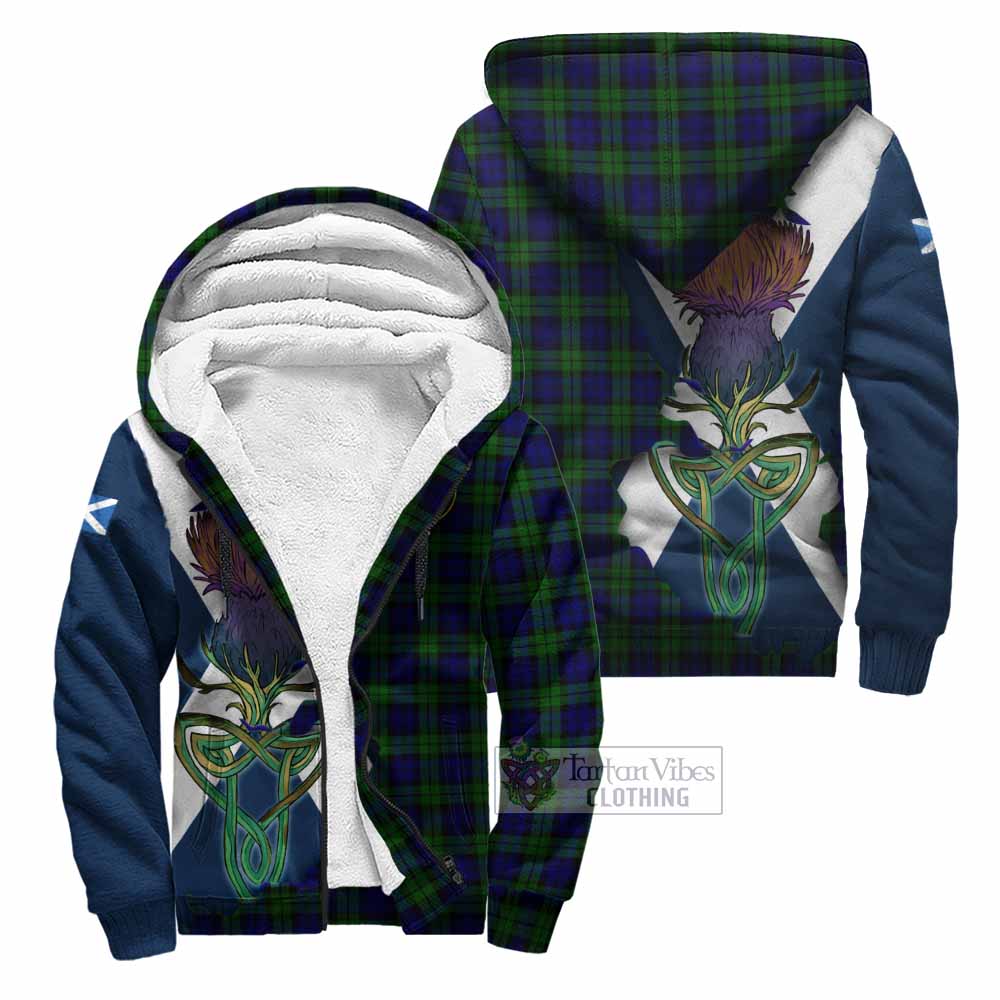 Tartan Vibes Clothing Campbell Tartan Family Crest Sherpa Hoodie Scottish Thistle Celtic Inspired