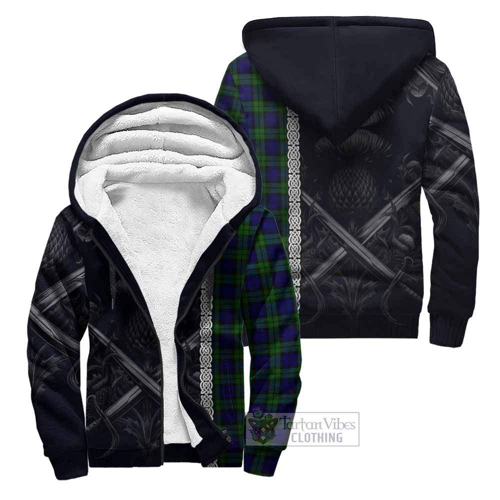 Tartan Vibes Clothing Campbell Tartan Sherpa Hoodie with Family Crest Cross Sword Thistle Celtic Vibes
