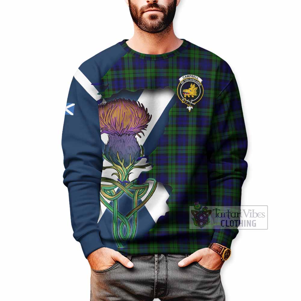 Tartan Vibes Clothing Campbell Tartan Family Crest Sweatshirt Scottish Thistle Celtic Inspired