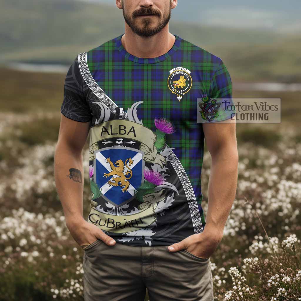Tartan Vibes Clothing Campbell Tartan Family Crest T-Shirt Lion Rampant Royal Thistle Shield Celtic Inspired