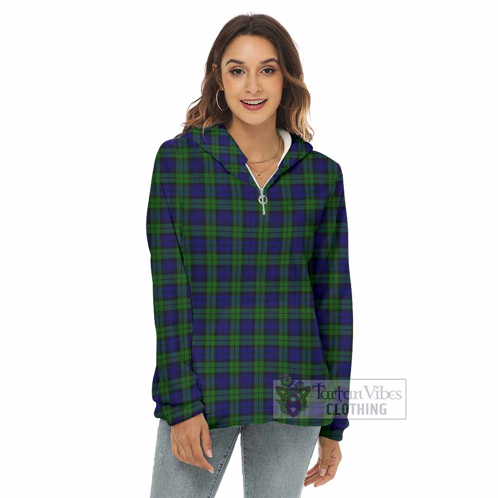 Tartan Vibes Clothing Campbell Tartan Women's Borg  Half Zip Fleece Hoodie