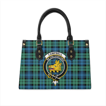 Campbell Ancient 01 Tartan Leather Bag with Family Crest
