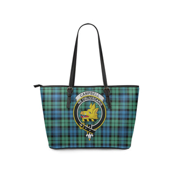 Campbell Ancient 01 Tartan Leather Tote Bag with Family Crest