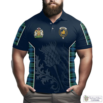 Campbell Ancient 01 Tartan Men's Polo Shirt with Family Crest and Scottish Thistle Vibes Sport Style