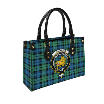 Campbell Ancient 01 Tartan Leather Bag with Family Crest