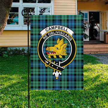 Campbell Ancient 01 Tartan Flag with Family Crest