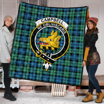 Campbell Ancient 01 Tartan Quilt with Family Crest