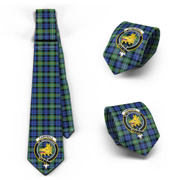 Campbell Argyll Ancient Tartan Classic Necktie with Family Crest