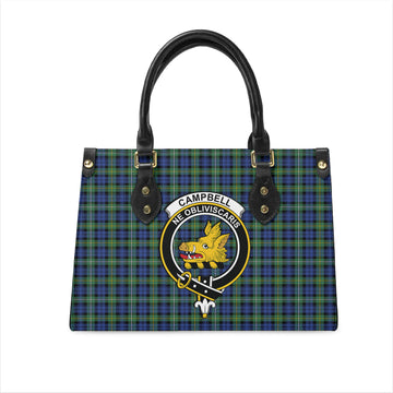 Campbell Argyll Ancient Tartan Leather Bag with Family Crest