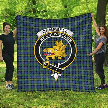 Campbell Argyll Ancient Tartan Quilt with Family Crest