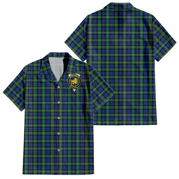 Campbell Argyll Ancient Tartan Short Sleeve Button Down Shirt with Family Crest