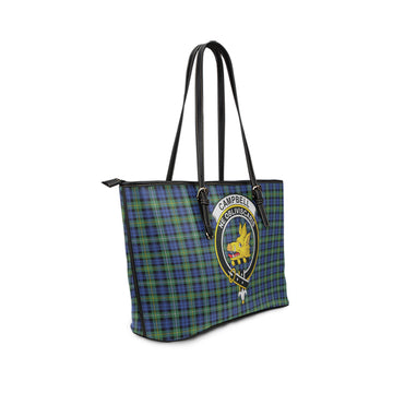 Campbell Argyll Ancient Tartan Leather Tote Bag with Family Crest