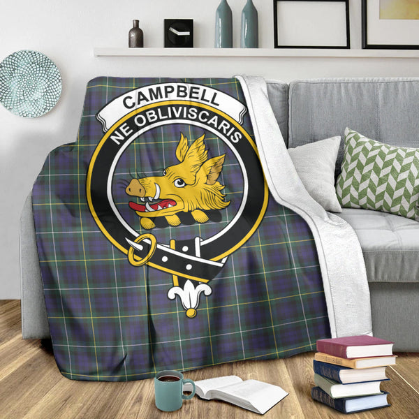 Campbell Argyll Modern Tartan Blanket with Family Crest