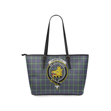 Campbell Argyll Modern Tartan Leather Tote Bag with Family Crest
