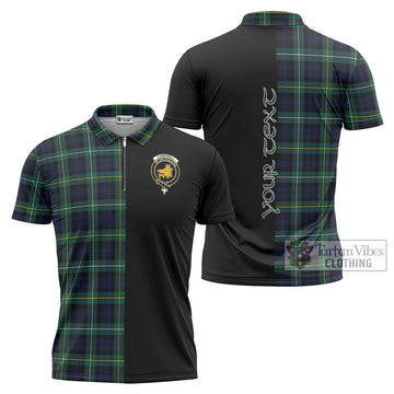 Tartan Vibes Clothing Campbell Argyll Modern #2 Tartan Zipper Polo Shirt with Family Crest and Half Of Me Style