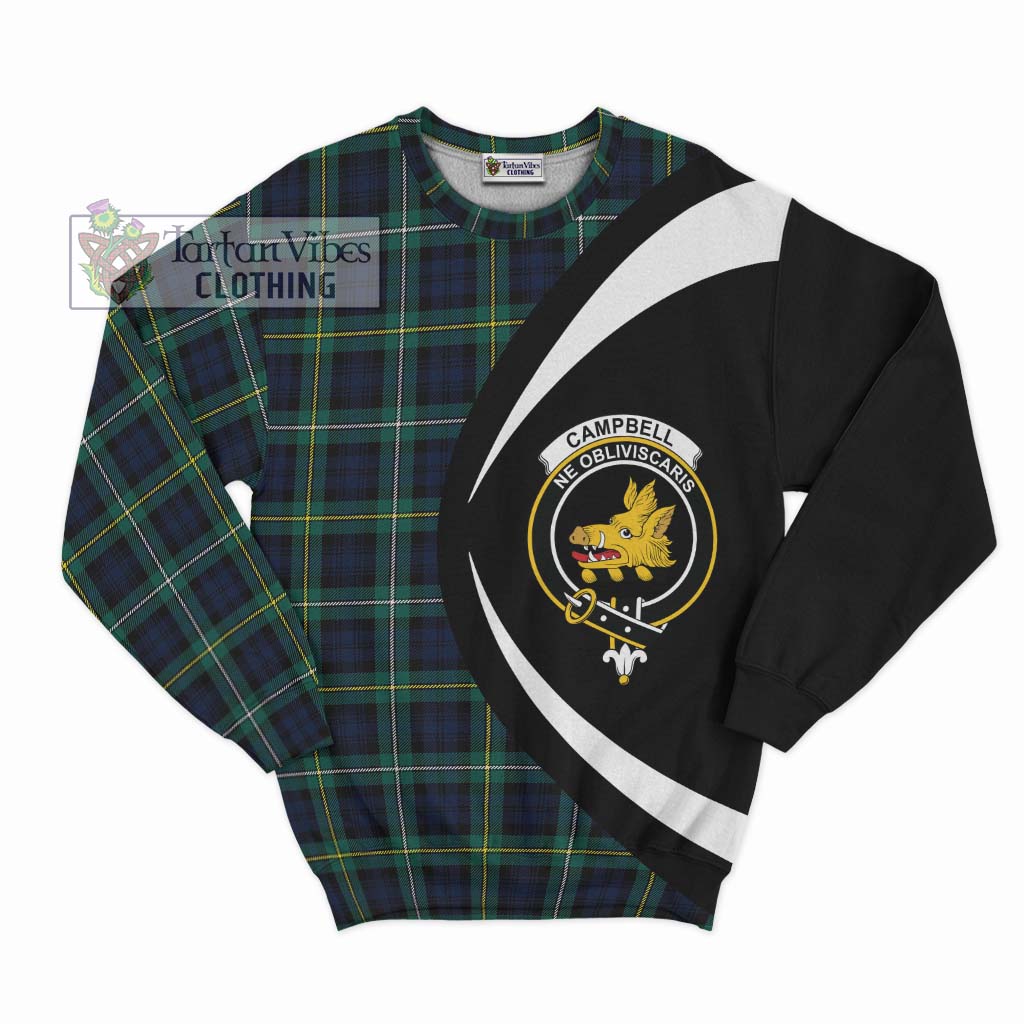 Tartan Vibes Clothing Campbell Argyll Modern #2 Tartan Sweatshirt with Family Crest Circle Style