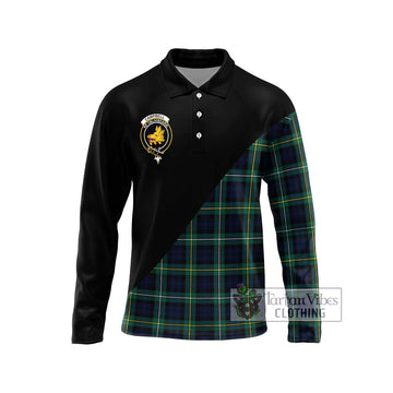 Campbell Argyll Modern #2 Tartan Long Sleeve Polo Shirt with Family Crest and Military Logo Style