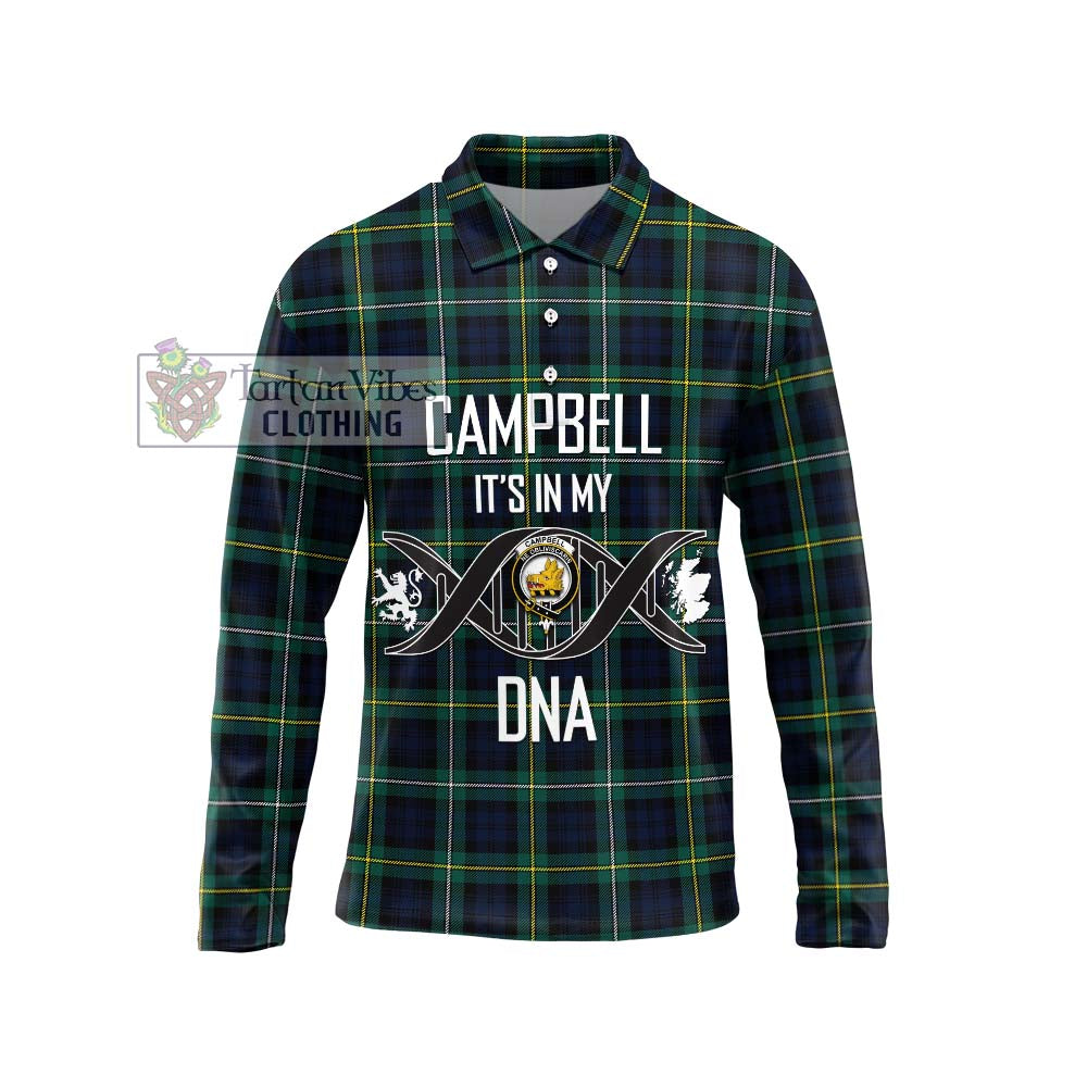Tartan Vibes Clothing Campbell Argyll Modern #2 Tartan Long Sleeve Polo Shirt with Family Crest DNA In Me Style