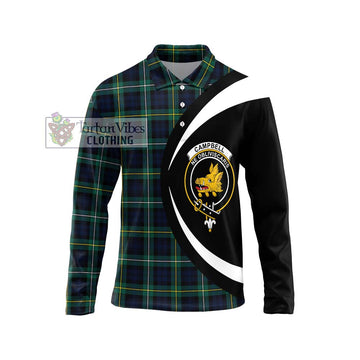 Campbell Argyll Modern #2 Tartan Long Sleeve Polo Shirt with Family Crest Circle Style