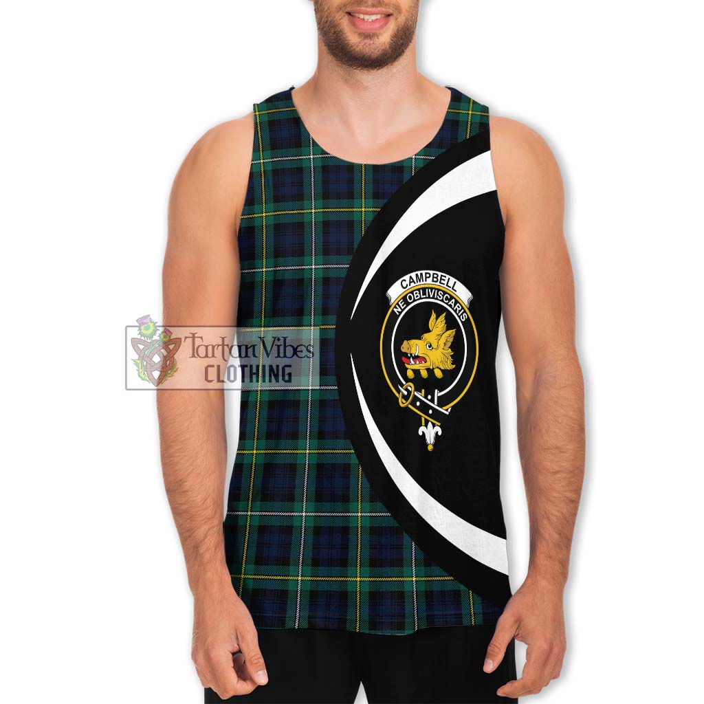 Tartan Vibes Clothing Campbell Argyll Modern #2 Tartan Men's Tank Top with Family Crest Circle Style