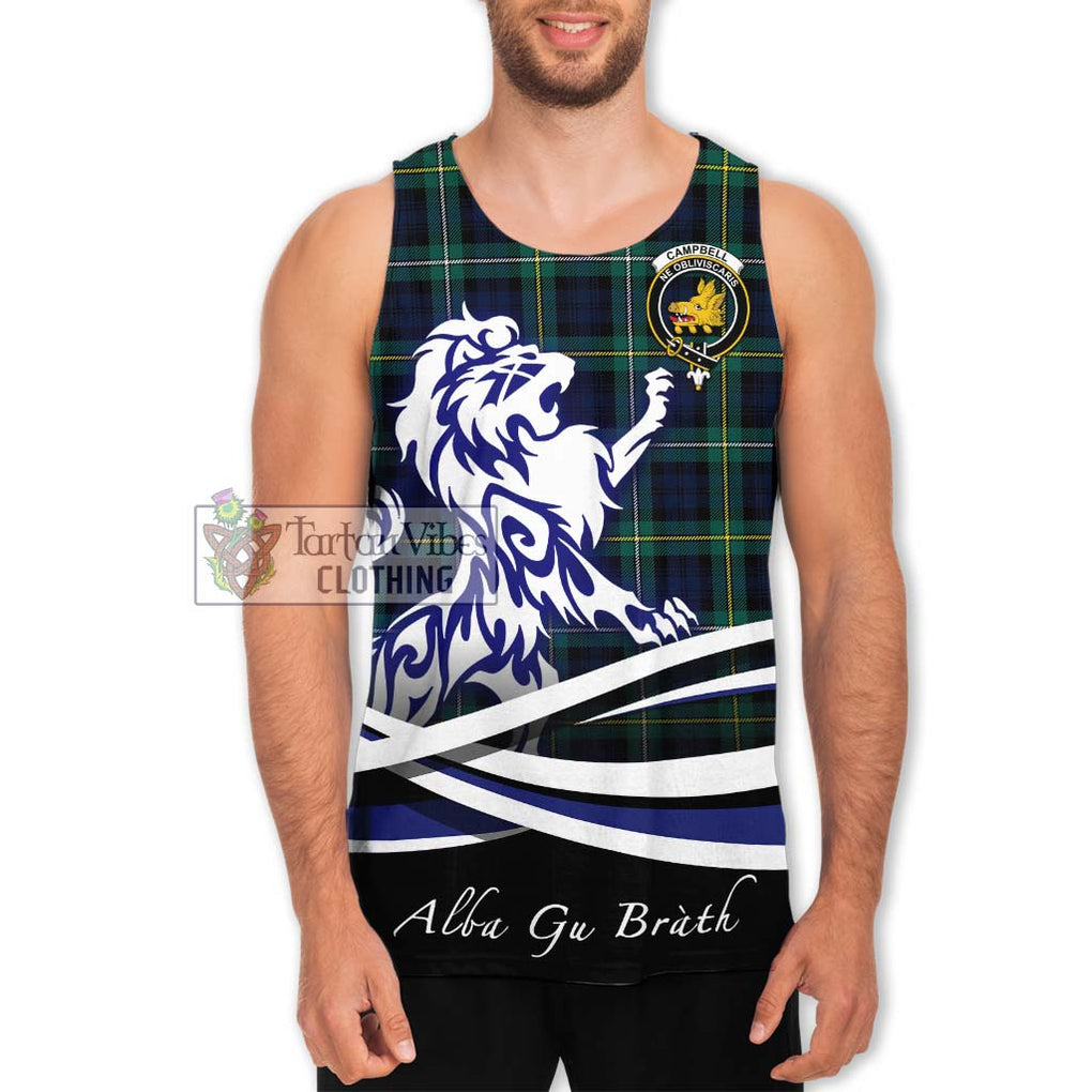 Tartan Vibes Clothing Campbell Argyll Modern #2 Tartan Men's Tank Top with Alba Gu Brath Regal Lion Emblem