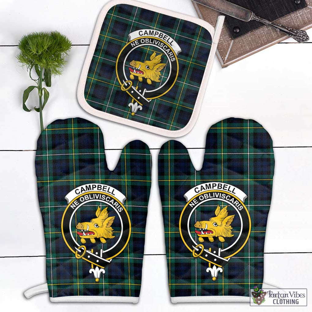 Tartan Vibes Clothing Campbell Argyll Modern #2 Tartan Combo Oven Mitt & Pot-Holder with Family Crest