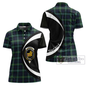 Tartan Vibes Clothing Campbell Argyll Modern #2 Tartan Women's Polo Shirt with Family Crest Circle Style