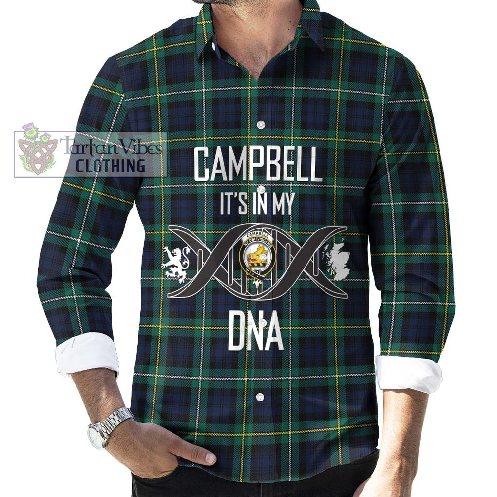 Tartan Vibes Clothing Campbell Argyll Modern #2 Tartan Long Sleeve Button Shirt with Family Crest DNA In Me Style