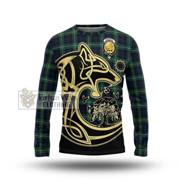Campbell Argyll Modern #2 Tartan Long Sleeve T-Shirt with Family Crest Celtic Wolf Style