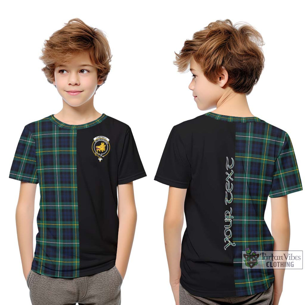 Tartan Vibes Clothing Campbell Argyll Modern #2 Tartan Kid T-Shirt with Family Crest and Half Of Me Style