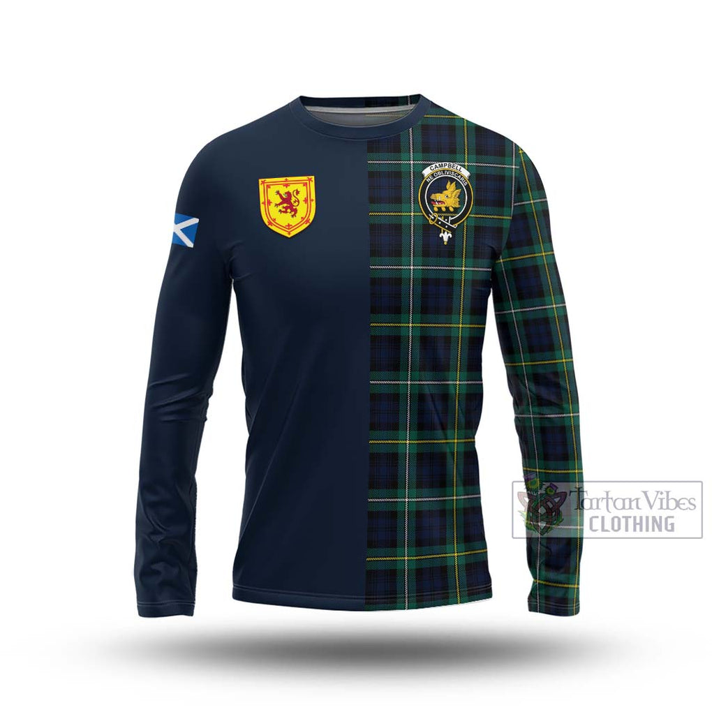 Tartan Vibes Clothing Campbell Argyll Modern #2 Tartan Long Sleeve T-Shirt with Scottish Lion Royal Arm Half Style