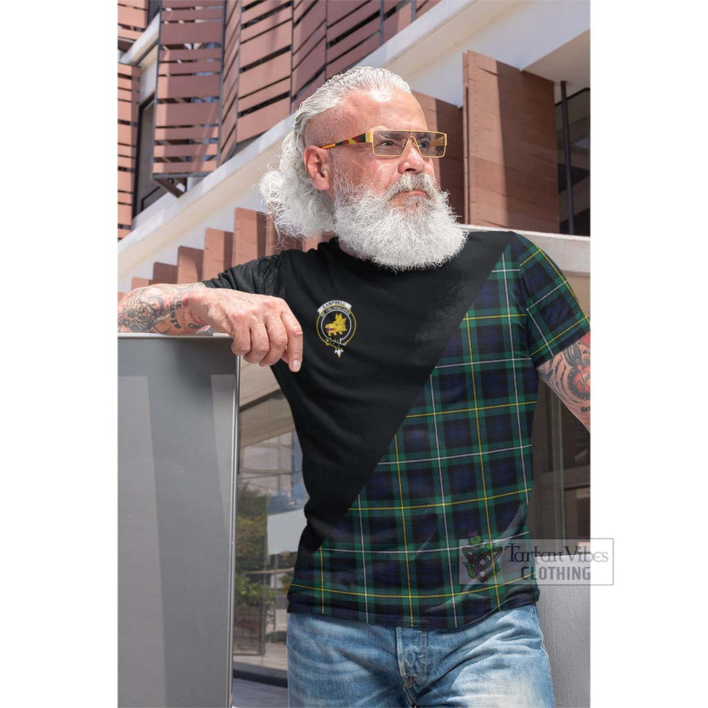 Tartan Vibes Clothing Campbell Argyll Modern #2 Tartan Cotton T-shirt with Family Crest and Military Logo Style