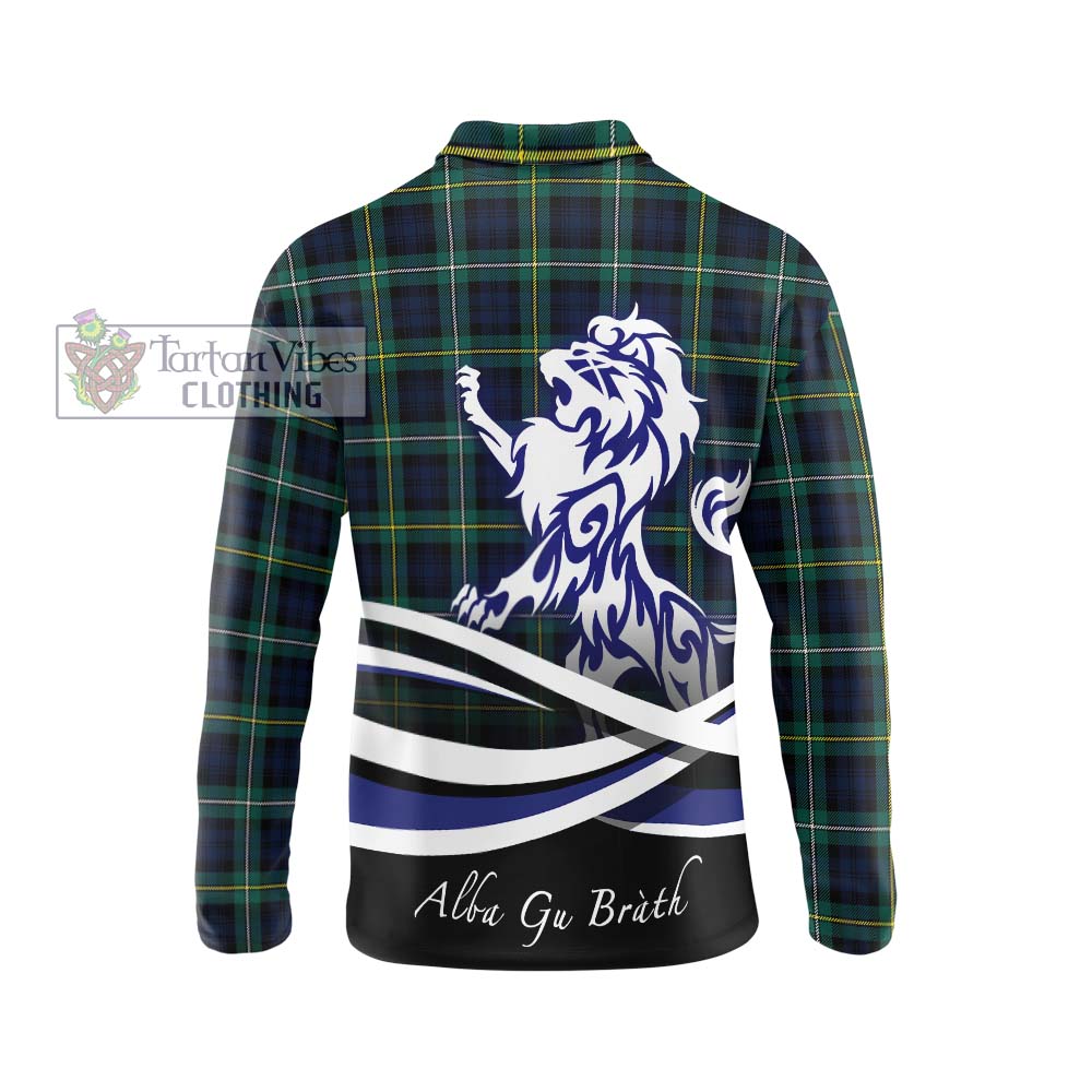 Tartan Vibes Clothing Campbell Argyll Modern #2 Tartan Long Sleeve Polo Shirt with Alba Gu Brath Regal Lion Emblem