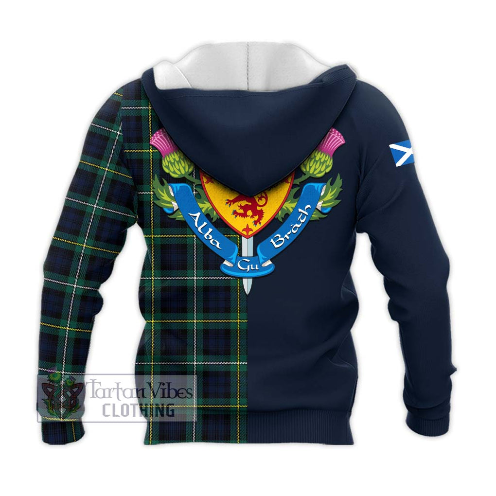 Tartan Vibes Clothing Campbell Argyll Modern #2 Tartan Knitted Hoodie with Scottish Lion Royal Arm Half Style