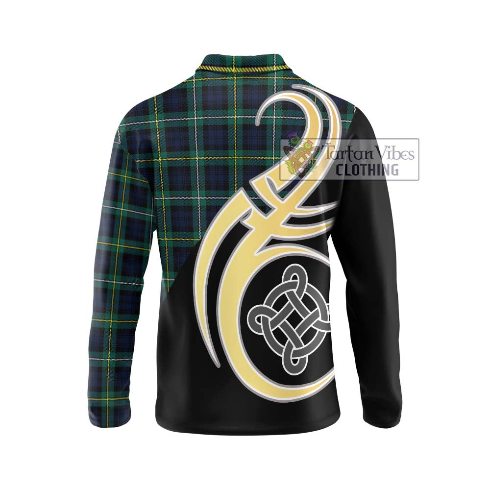 Tartan Vibes Clothing Campbell Argyll Modern #2 Tartan Long Sleeve Polo Shirt with Family Crest and Celtic Symbol Style