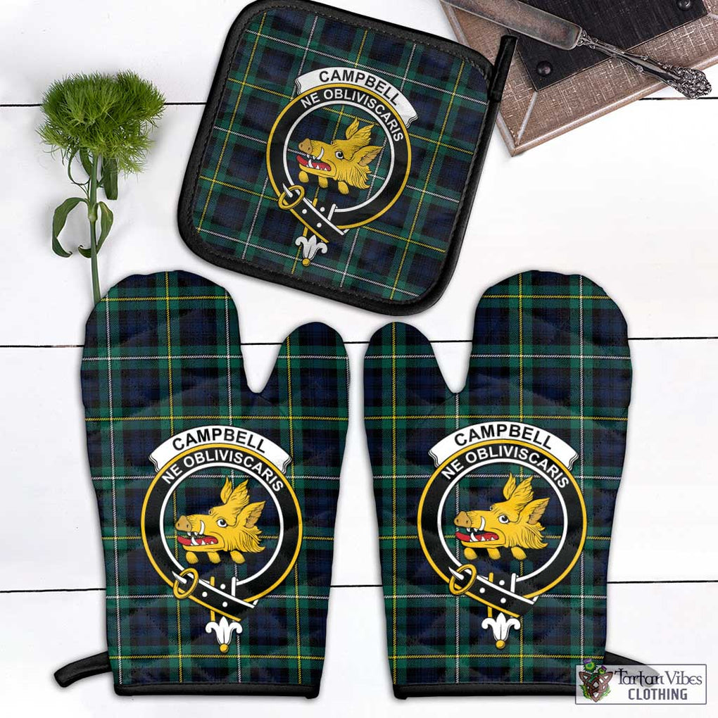 Tartan Vibes Clothing Campbell Argyll Modern #2 Tartan Combo Oven Mitt & Pot-Holder with Family Crest