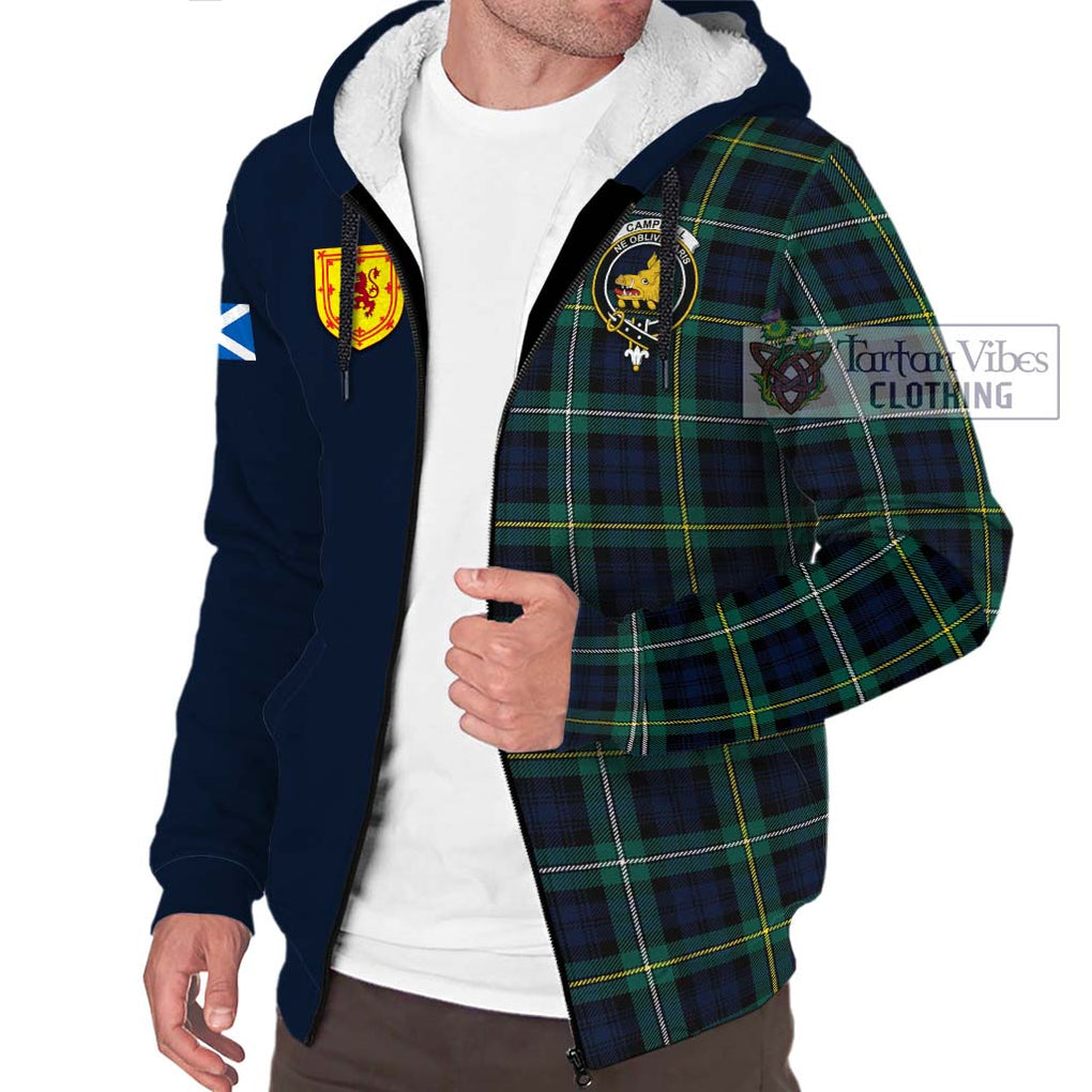 Tartan Vibes Clothing Campbell Argyll Modern #2 Tartan Sherpa Hoodie with Scottish Lion Royal Arm Half Style