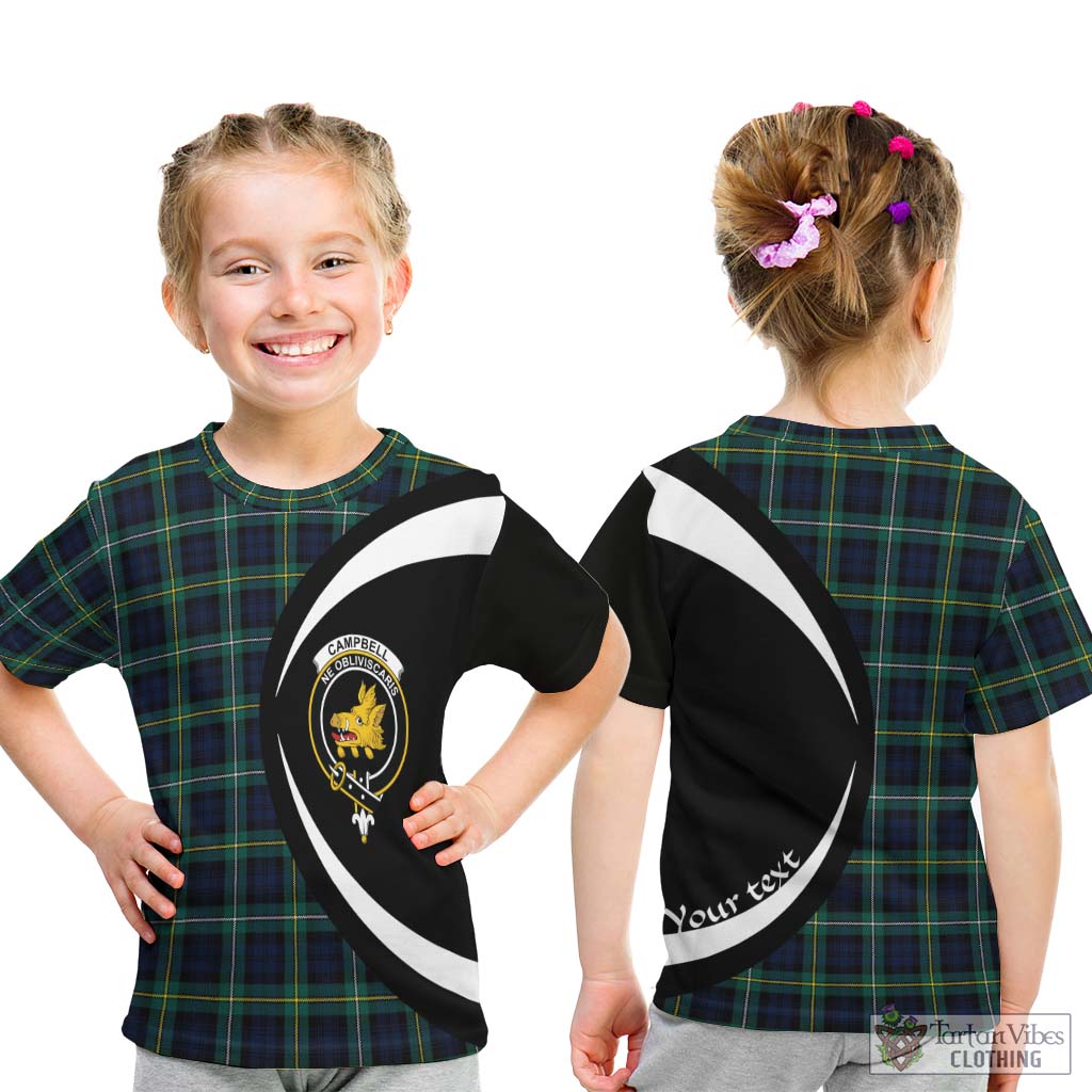Tartan Vibes Clothing Campbell Argyll Modern #2 Tartan Kid T-Shirt with Family Crest Circle Style