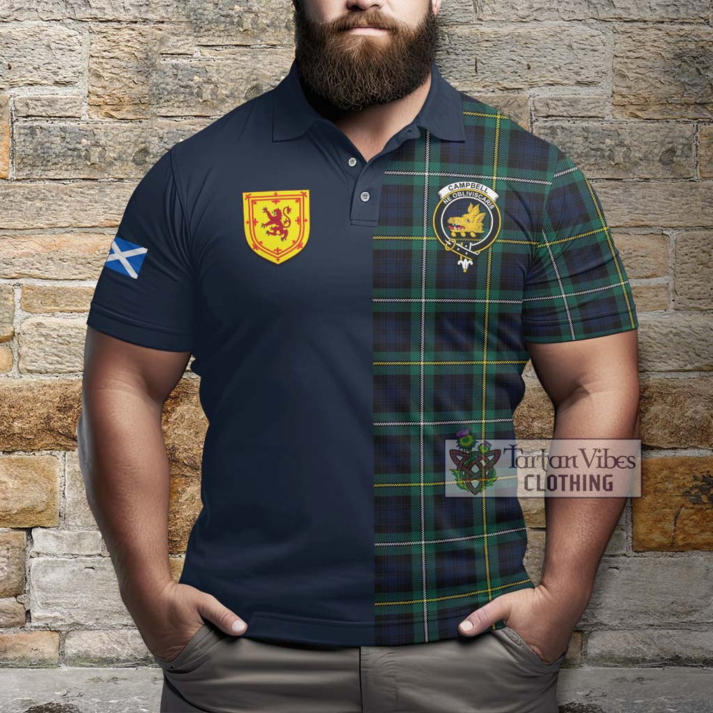 Tartan Vibes Clothing Campbell Argyll Modern #2 Tartan Polo Shirt with Scottish Lion Royal Arm Half Style