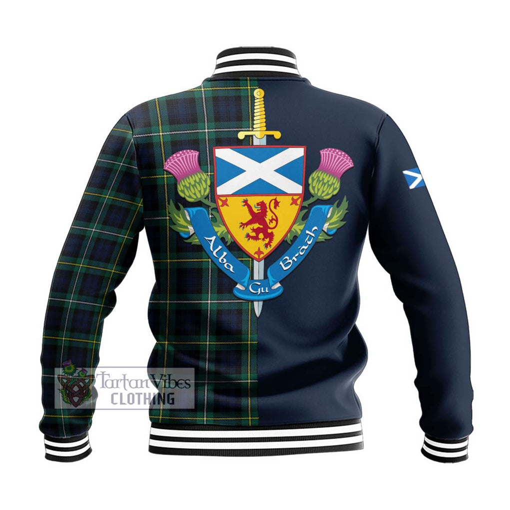 Tartan Vibes Clothing Campbell Argyll Modern #2 Tartan Baseball Jacket with Scottish Lion Royal Arm Half Style