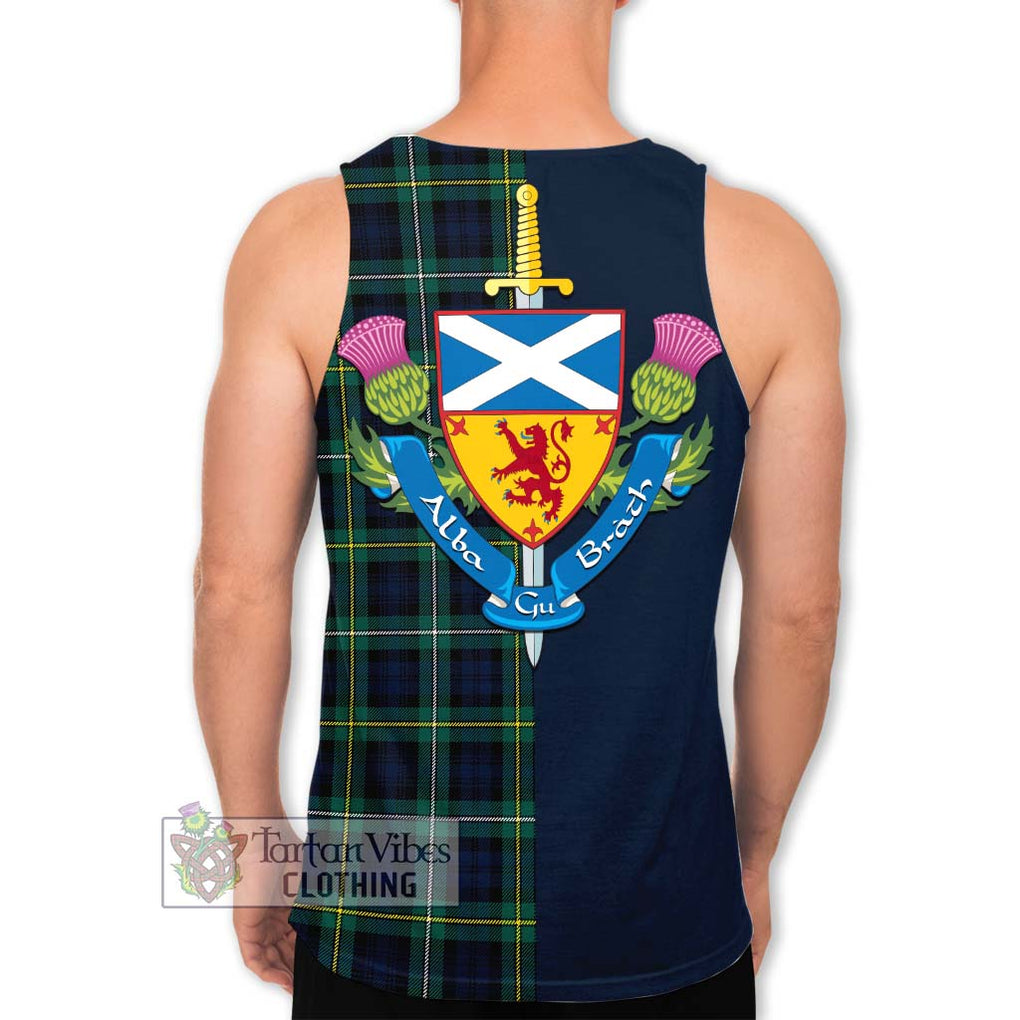 Tartan Vibes Clothing Campbell Argyll Modern #2 Tartan Men's Tank Top with Scottish Lion Royal Arm Half Style
