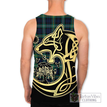 Tartan Vibes Clothing Campbell Argyll Modern #2 Tartan Men's Tank Top with Family Crest Celtic Wolf Style